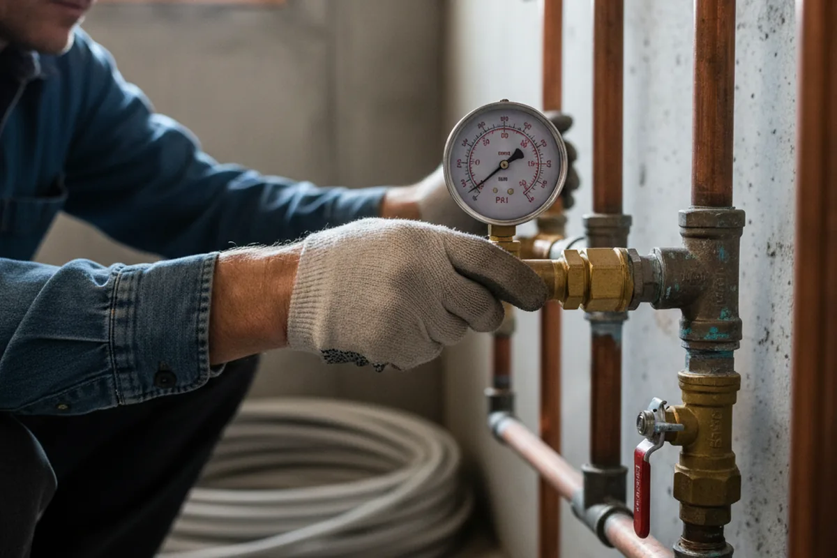 Pressure testing a repaired line during Water Line Repair in Deanville